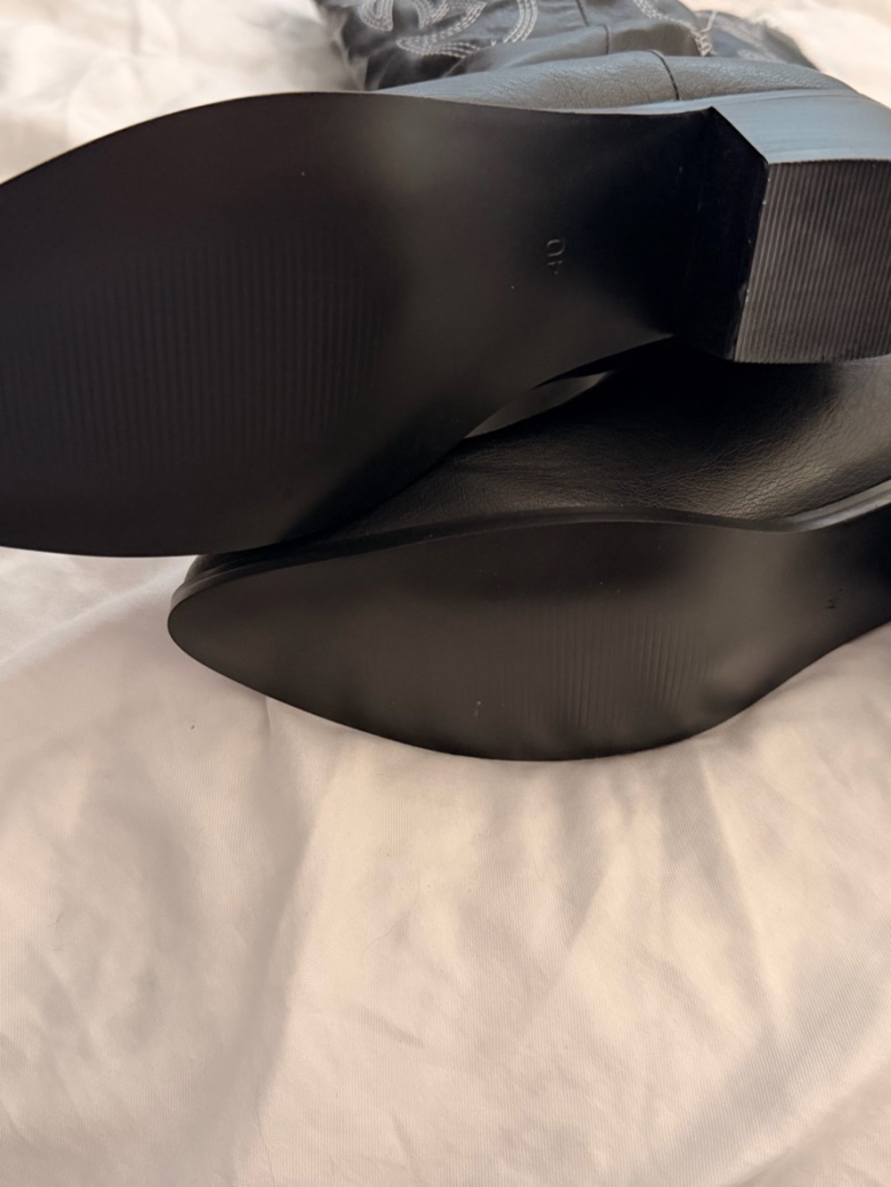 Black Western Knee-High Boots with Embroidered Detail - Picture 4 of 7